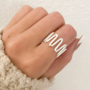 925 Sterling Silver Ring Zig Zag Ring Geometric Ring Minimalist Ring Band